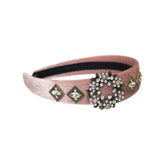 Bentita Catifea Bijuterie Lateral Pietre Roz